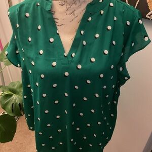Liz Claiborne Teal Polka Dot Blouse